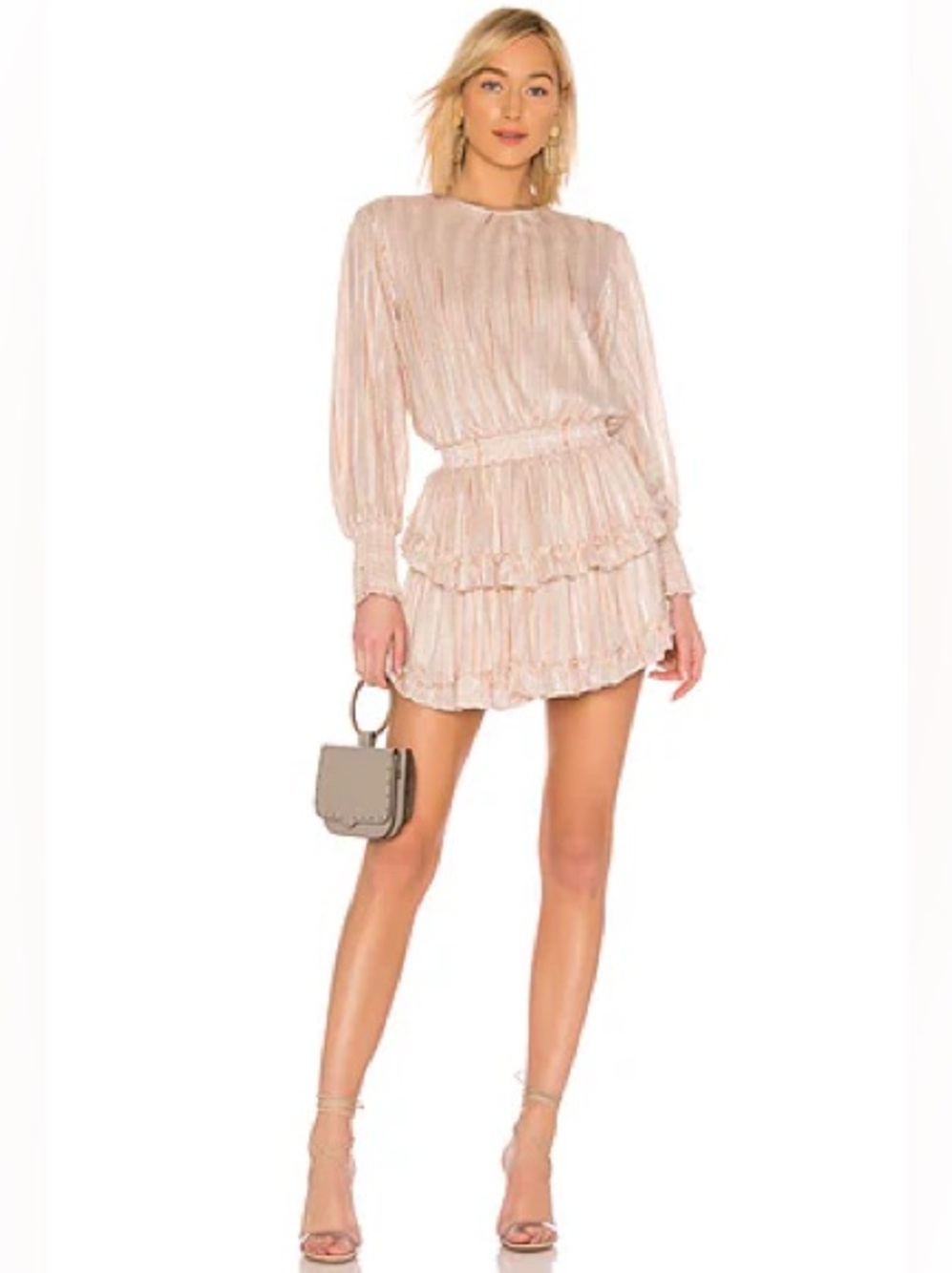 Misa Los Angeles Katie Mini Dress in Blush Strips Size Medium